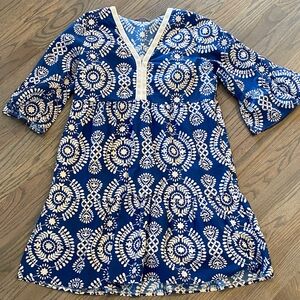 Saiph lab Santorini Italy tiered Vneck dress M